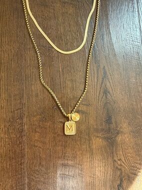 Gold Layered Initial M Pendant Necklace